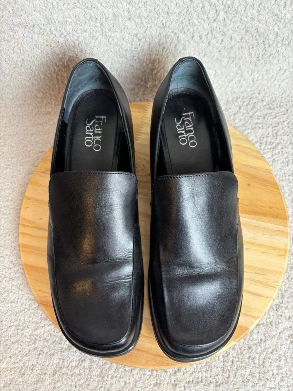 Franco Sarto Flex Shoes Womens 9.5M Bocca Slip On Square Toe Loafers in Black